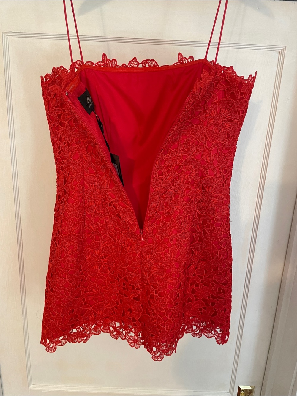 New Muse by Marchesa Red Lace Mini Dress size 10 - Picture 7 of 10